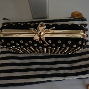 Lily Velvet Black Crystal Minaudiere Clutch